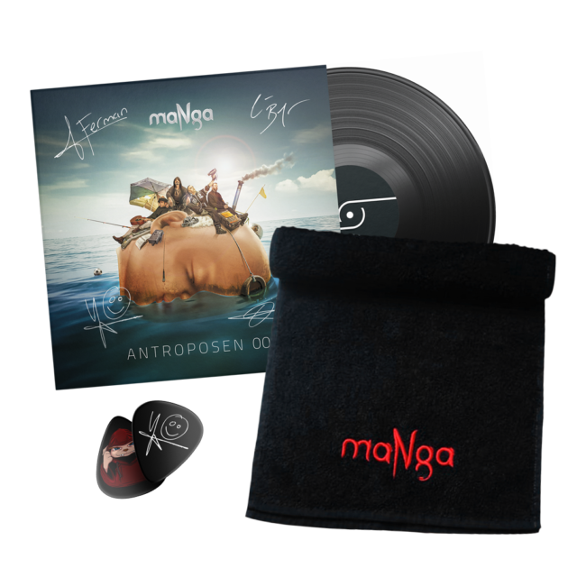 Antroposen 001 Baskı İmzalı Plak, maNga Havlu, Yamyam İmzalı Siyah Pena